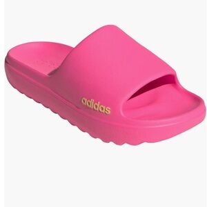 Adidas Adilette Lumia Lucid Pink Slides with Lime Logo